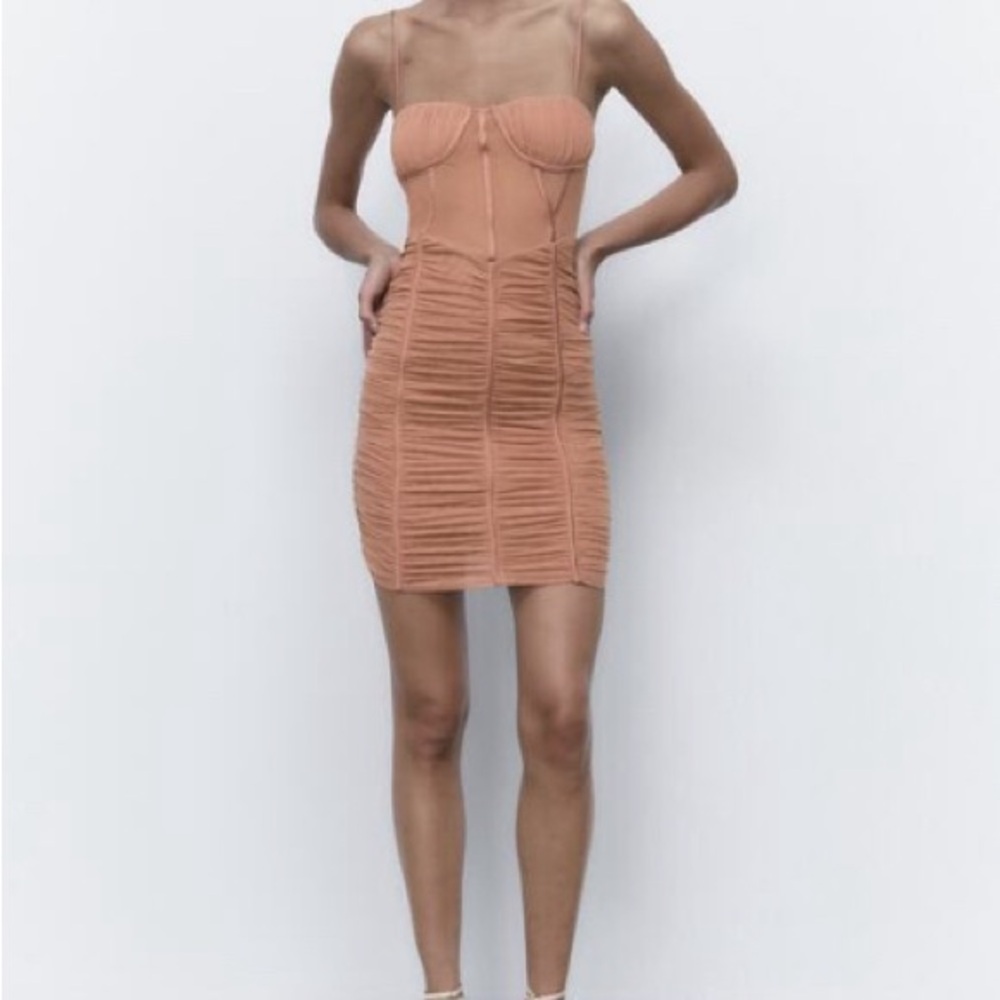 Ruched Tulle Corset dress color is CHAMPAGNE NWOT